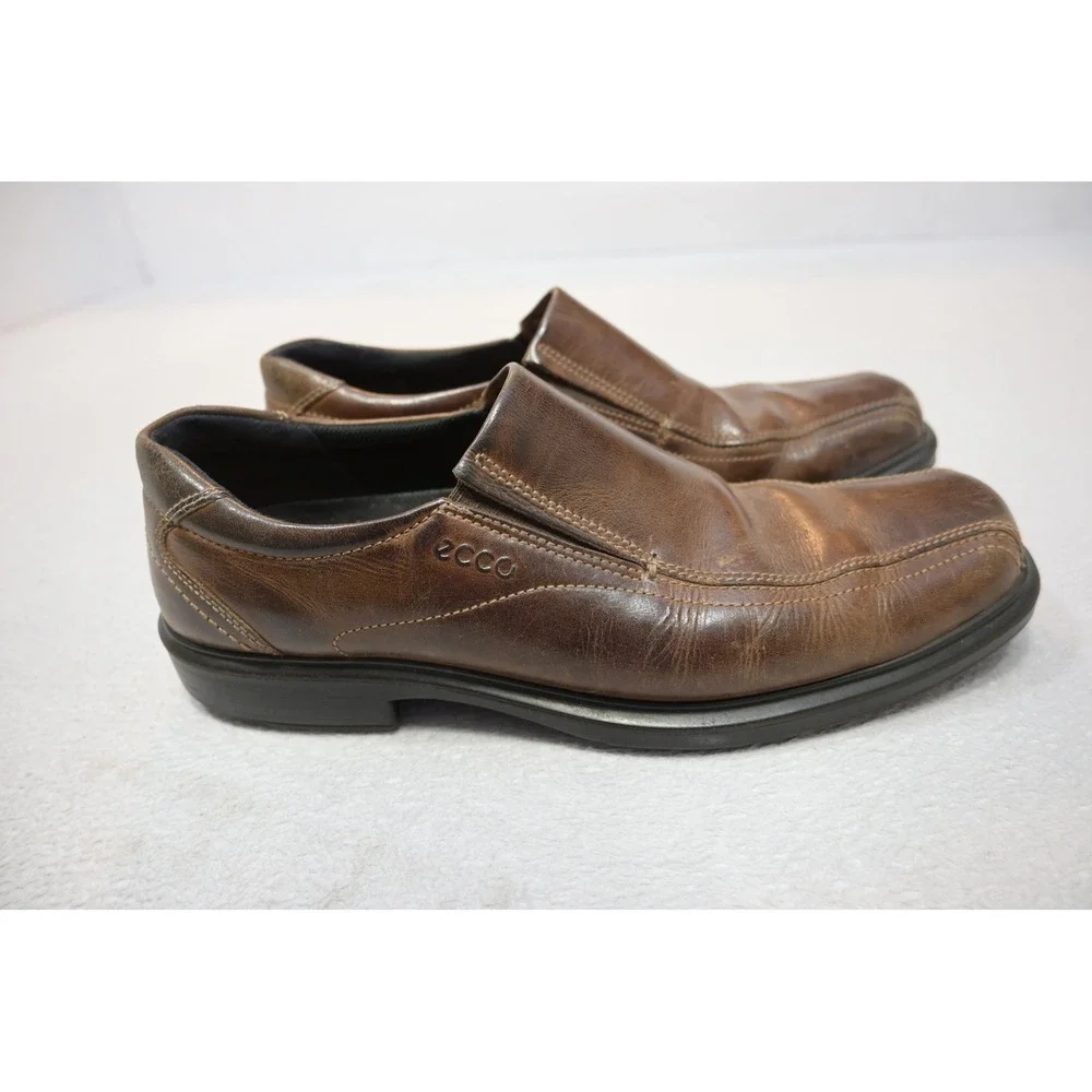 ECCO Leather Slip On Loafers Mens 45 Brown Good Bicycle‎ Toe Dress Shoes